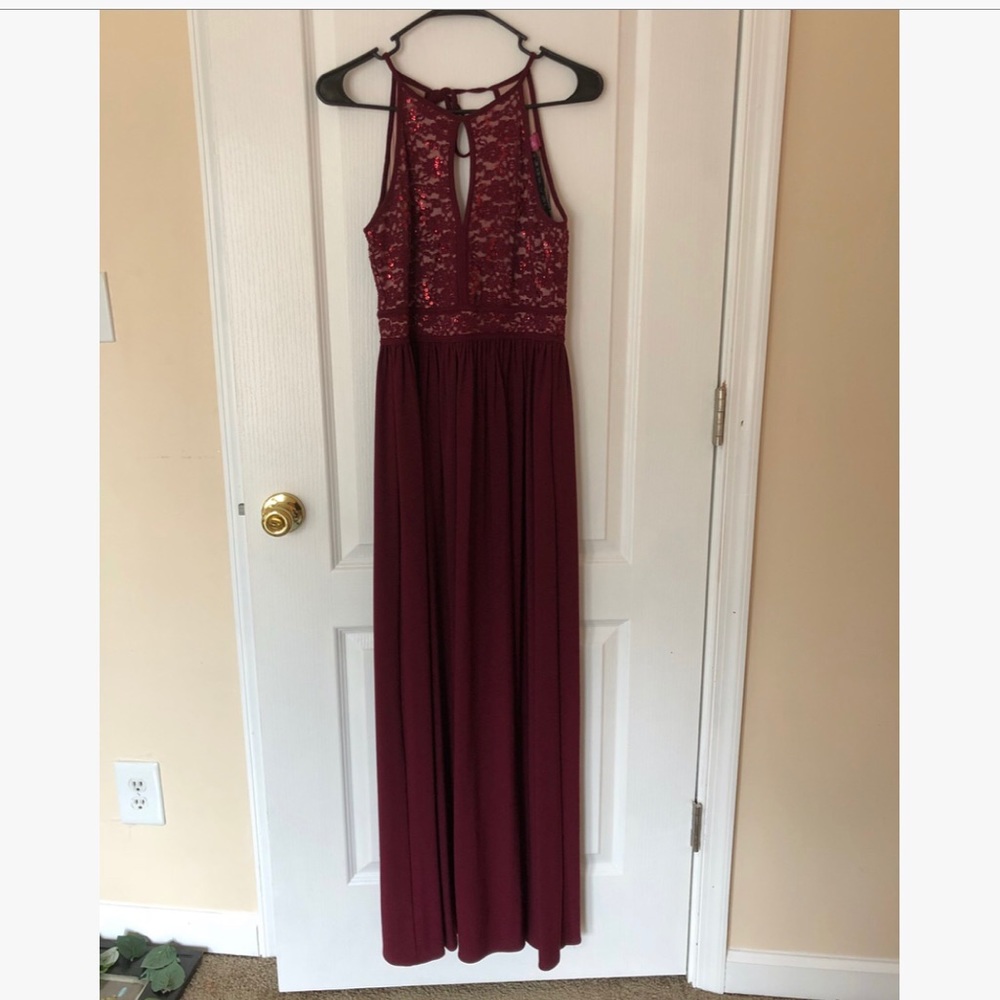 Red Sequin Keyhole Bridesmaid Dress size 4